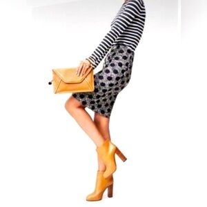 J McLaughlin Black Off White Polka Dot Boucle Tweed Elm Pencil Skirt Size 8